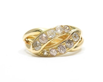 Victorian 18k Gold and Diamond Double Snake Ring; Victorian Ring; Vintage Diamond Ring; Antique Diamond Ring; Victorian Jewelry;