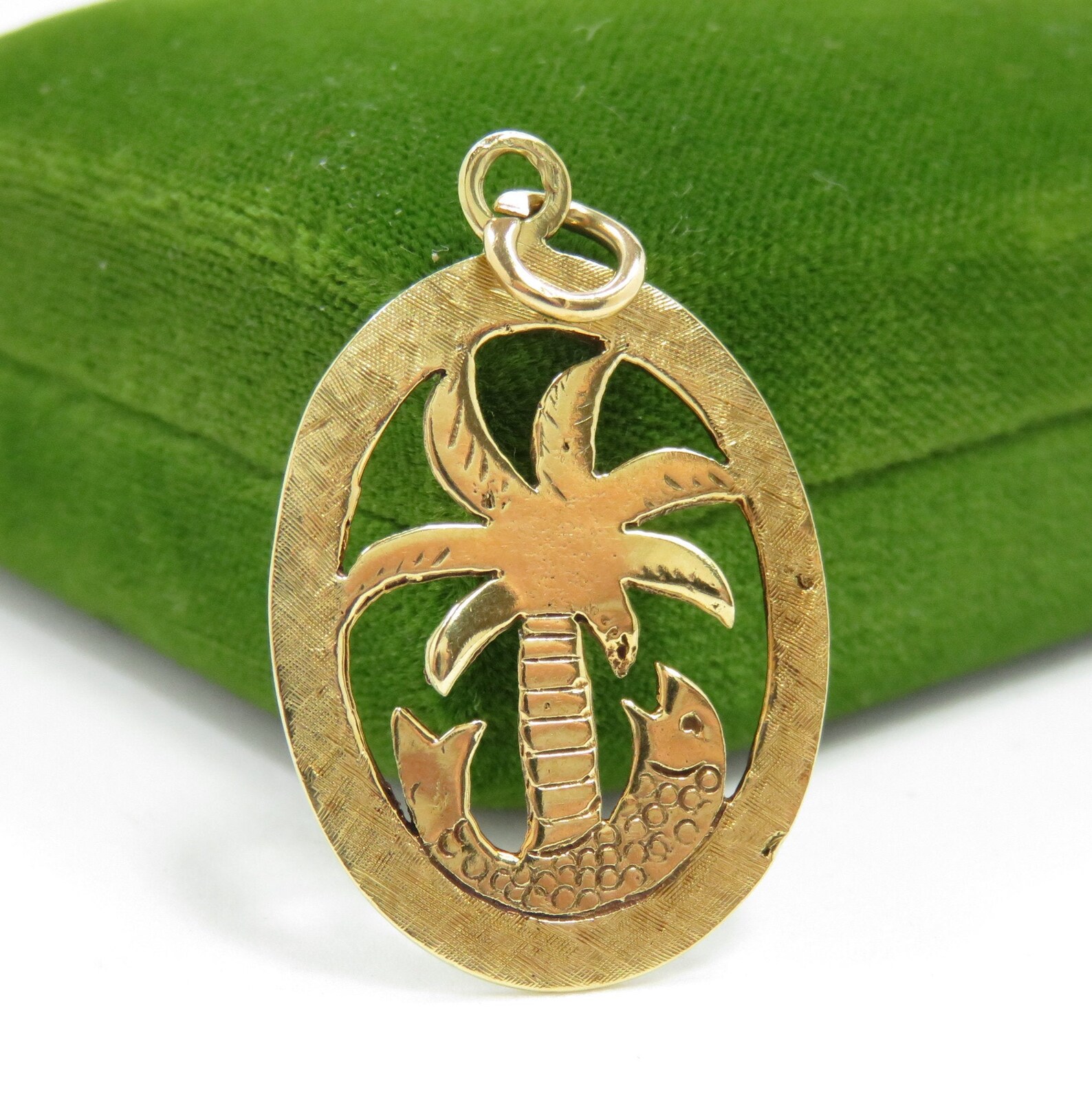 14k Gold Palm Tree Charm Vintage Charm Retro Charm Travel Etsy