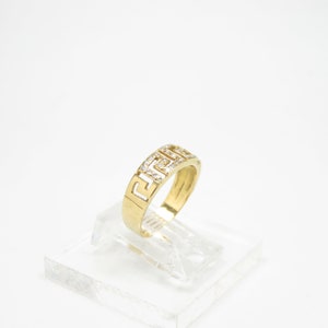 18k Gold Diamond Greek Key Band Ring Diamond Band Ring Diamond Wedding Ring Stacking Ring Vintage Diamond Ring Retro Ring Vintage Ring image 5