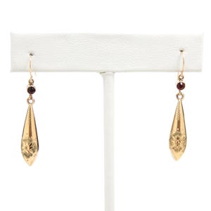 10k Gold Victorian Earrings; 10k Gold Earrings; Drop Earrings; Dangle Earrings; Antique Gold and Garnet Earrings; Wedding Earrings