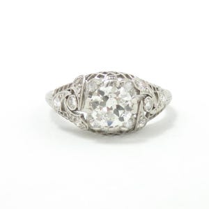 Art Deco Platinum Diamond Engagement Ring; Art Deco Ring; Antique Diamond Ring; One Carat 1 Carat; Vintage Engagement; Platinum Ring