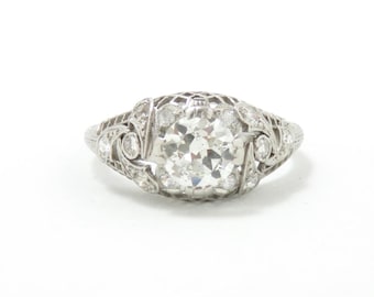Art Deco Platinum Diamond Engagement Ring; Art Deco Ring; Antique Diamond Ring; One Carat 1 Carat; Vintage Engagement; Platinum Ring
