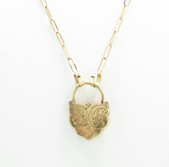 14k Gold Victorian Heart Pendant Necklace; Mement… - image 1