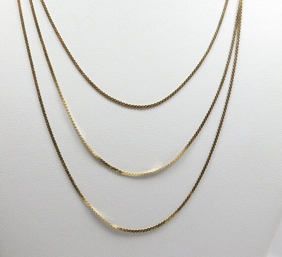 14k Gold Triple Chain Necklace; 14k Gold Necklace; 14… Gem