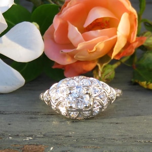 Art Deco Platinum Diamond Engagement Ring; Vintage Diamond Ring; Art Deco Ring; Multi-Stone Ring; Vintage Engagement; Antique Diamond Ring