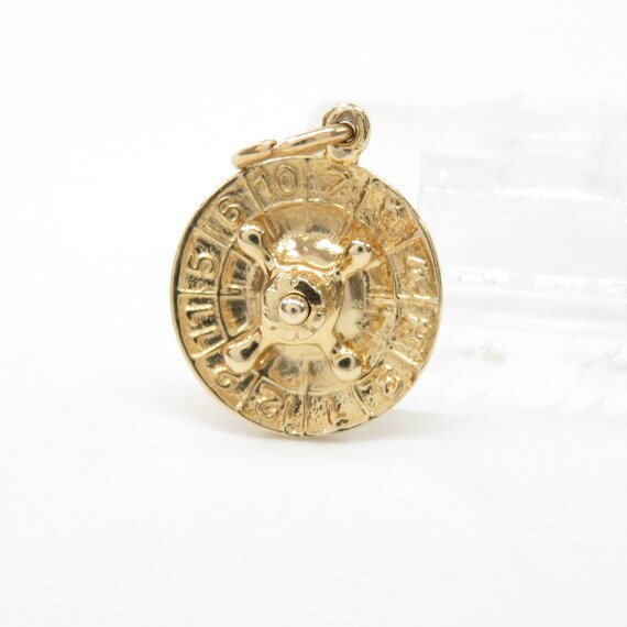 14k Gold Roulette Wheel Charm; 14k Gold Charm; Vin