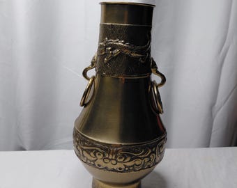 Midcentury Korean Brass Dragon Vase