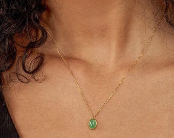 Groene aventurijnketting • Sierlijke edelsteenhanger • Doordacht cadeau voor geluk • Elegante alledaagse sieraden