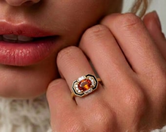 14K Gold Garnet Ring • January Birthstone • Vintage Statement Ring