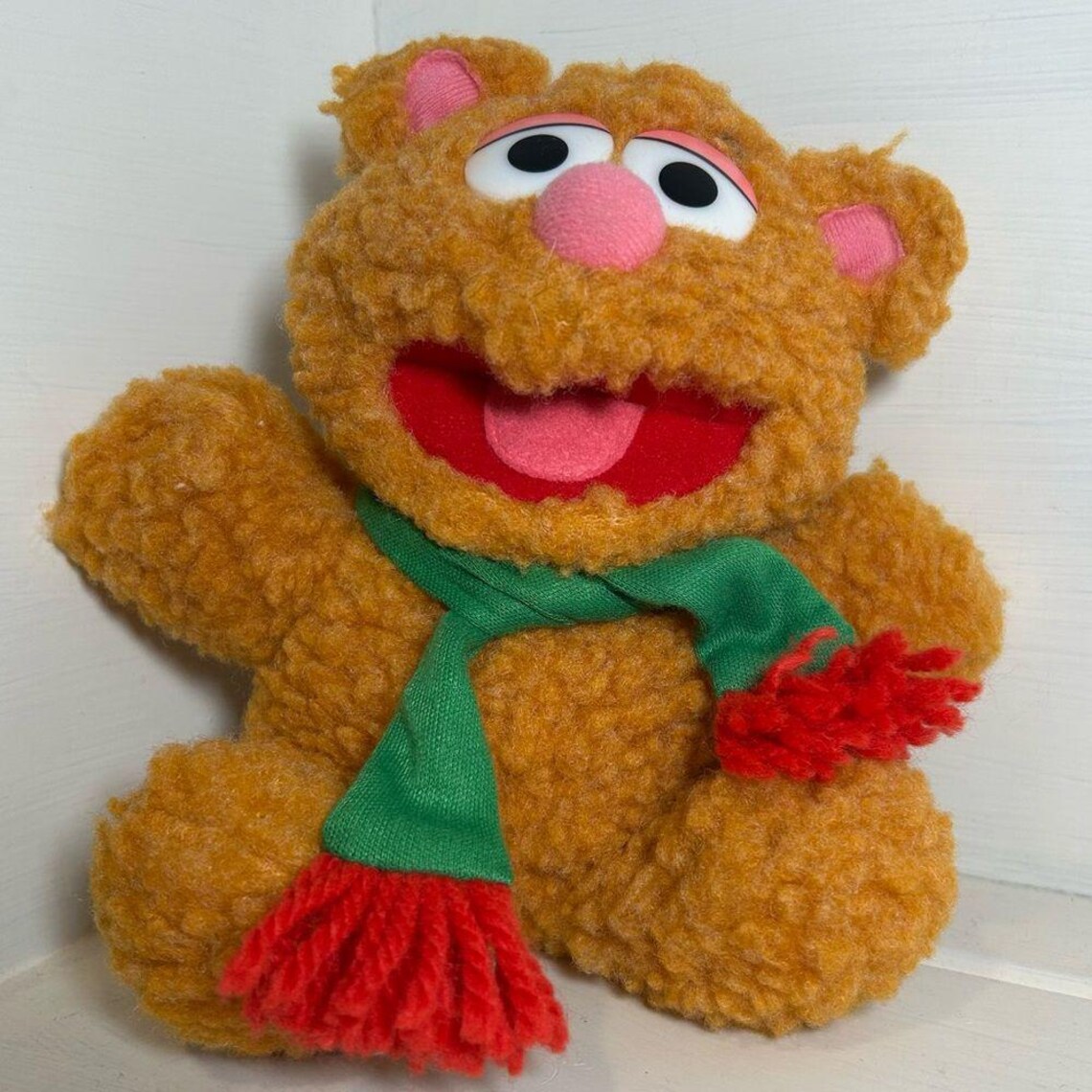 Muppet Teddy Vintage 1987 Fozzie Bear Plush 8 Muppets Baby Jim Henson Green Scarf ...