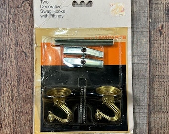 Vintage 1976 Brass Swag Ceiling Hooks Hardware MCM Macrame Plant Hangers Lamp