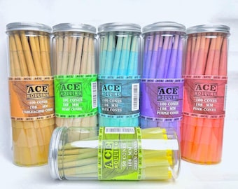 ACE Pre Rolled King Size Cones – organiczne, niebielone, kolorowe (108 mm)
