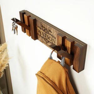 Personalized Wall Mounted Wooden Piano Coat Rack, Custom Entryway Hooks, Wooden Wall Hanging, Rustic Home Decor, Housewarming Gift, Wall Art