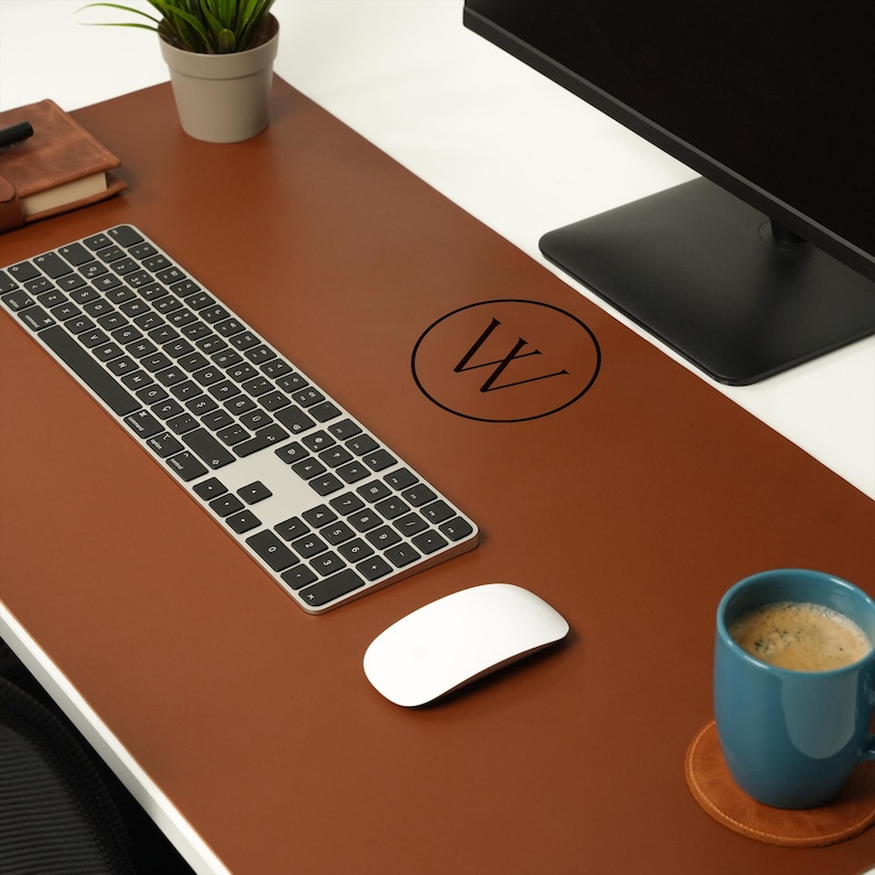 Tappetino da scrivania in pelle personalizzato, organizer da scrivania impermeabile immagine 1