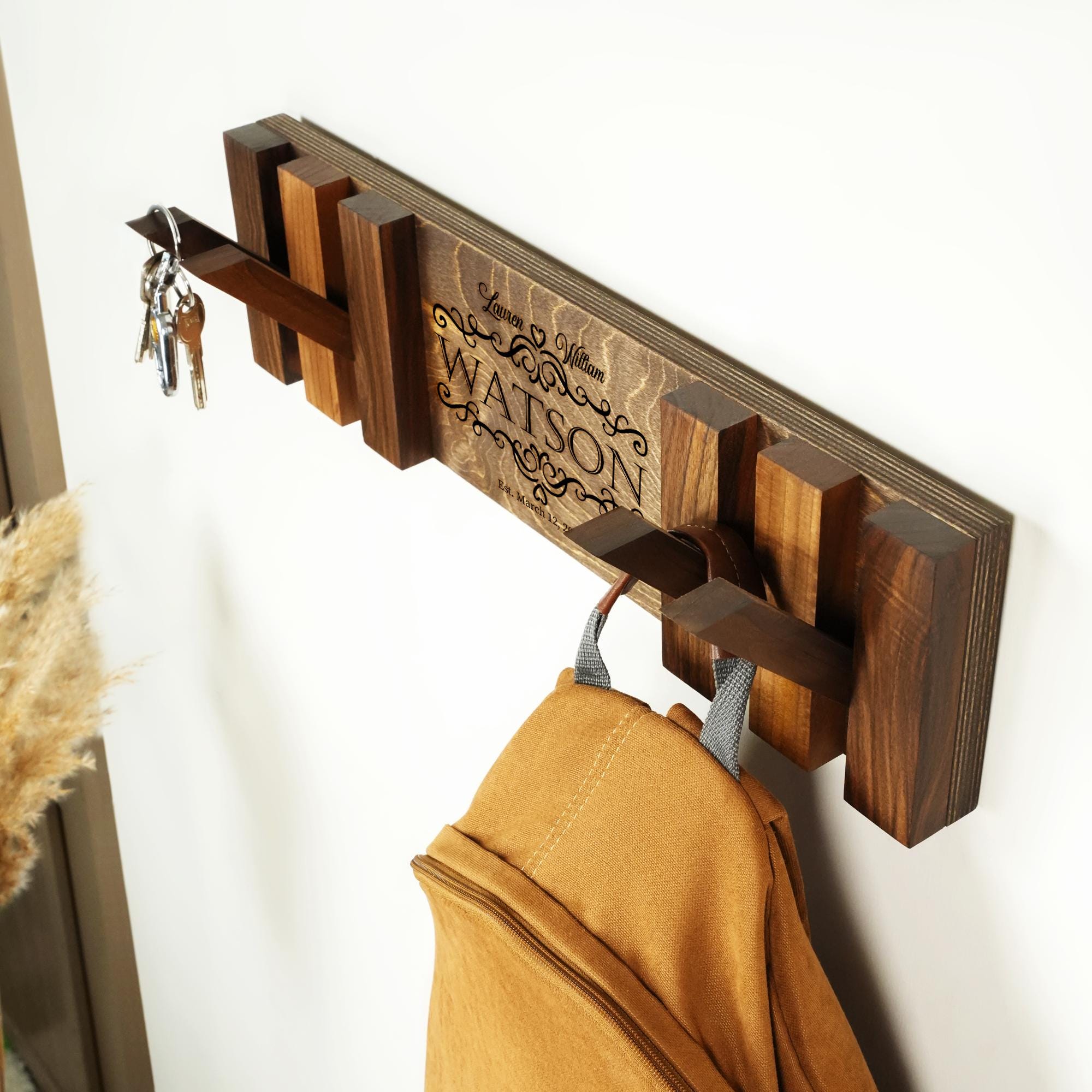 Personalized Family Name Wooden Coat Rack, Entryway Organizer - Etsy ...