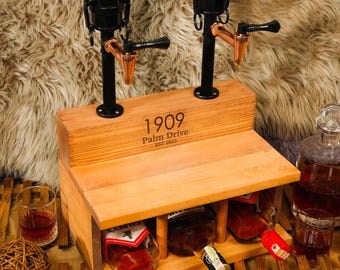 Wooden Whiskey Stand Liquor Dispenser: Personalized Alcohol Pourer, Christmas Gift for Dad