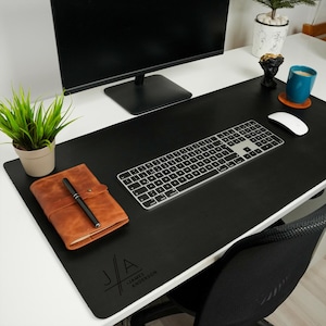 Custom Desk Organizer Leather Mousepad, Large Desk Mat, Office Desk Protector, Personalized Workspace Mat, Leather Writing Pad, Gift for Him