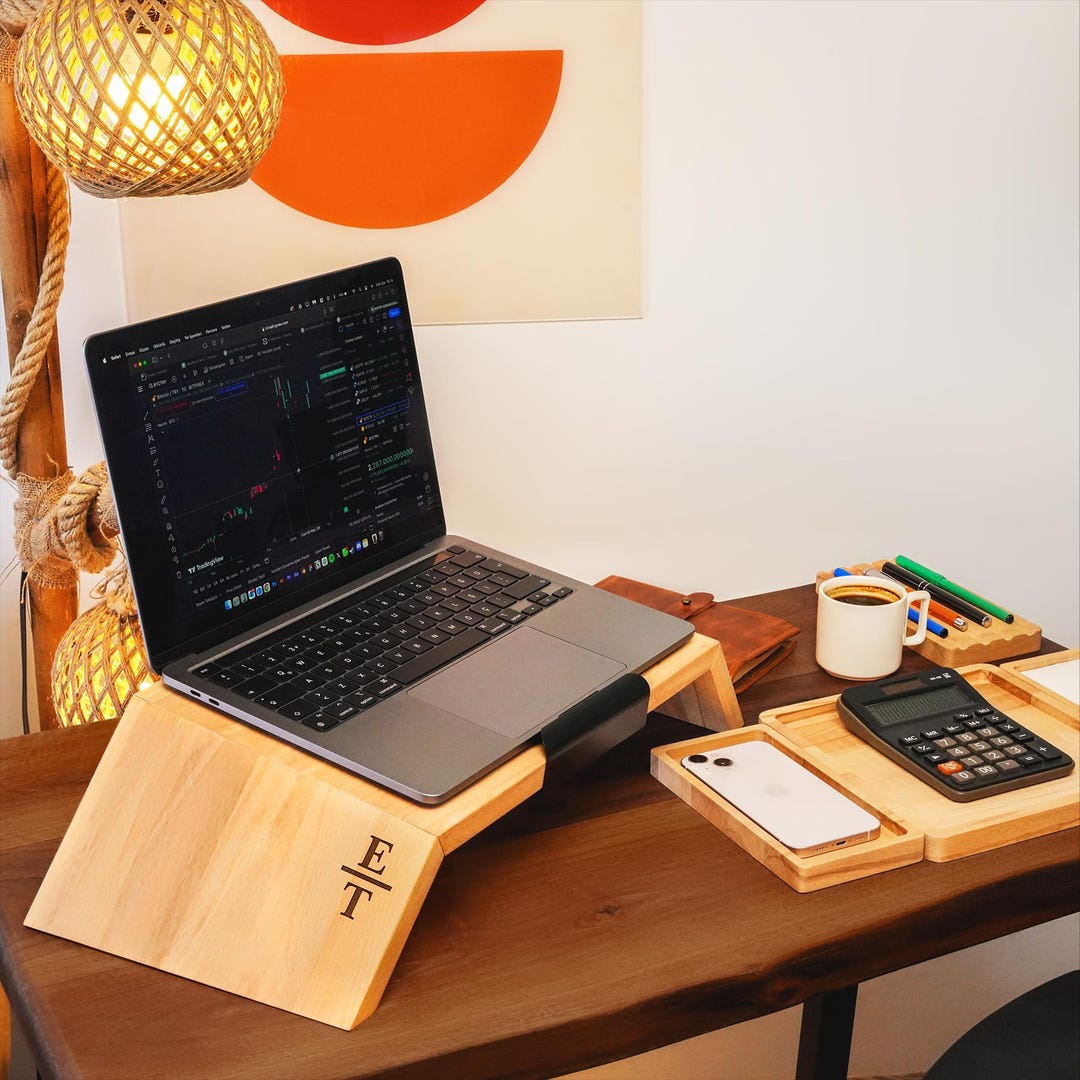 Custom Computer Stand Custom Monogrammed Beech Wood Laptop Stand, Personalized Desk Organizer ...
