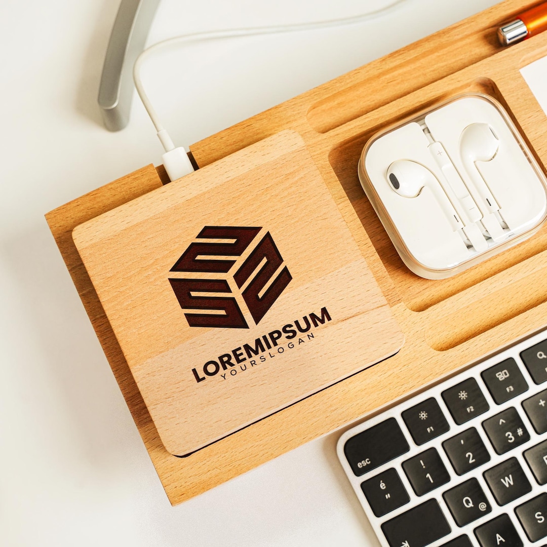 Personalized Office Desktop Organizer, Wooden Engraved Laptop Stand ...