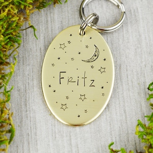 Starlit Sky Handstamped Pet ID Tag • Personalized Pet/Dog ID Tag • Dog Collar Tag • Custom Engraved Dog Tag