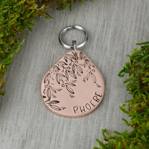 Trellis Vines Handstamped Pet ID Tag • Personalized Pet/Dog ID Tag • Floral Dog Collar Tag • Custom Engraved Dog Tag