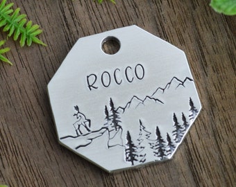 On The Ridge Hand Stamped Dog Collar Tag • Custom Pet Tag • Custom Dog Name Tag • Dog Tag for Dogs • Mountain Personalized Pet Tag