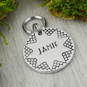Art Deco Handstamped Pet ID Tag • Personalized Pet/Dog ID Tag • Dog Collar Tag • Custom Engraved Dog Tag