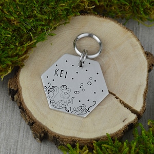 Mermaids Handstamped Hexagon Pet ID Tag • Personalized Pet/Dog ID Tag • Dog Collar Tag • Custom Engraved Dog Tag