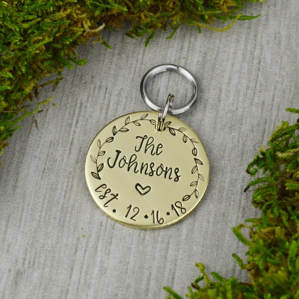 Wedding Pup Handstamped Pet ID Tag • Personalized Pet/Dog ID Tag • Dog Collar Tag • Custom Engraved Dog Tag • Wedding Dog Tag