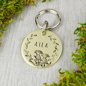 Scottish Thistle Pet ID Tag: Hand Stamped Personalized Dog Tag