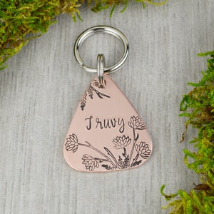 Winter Florals Handstamped Pet ID Tag • Personalized Pet/Dog ID Tag • Dog Collar Tag • Custom Engraved Dog Tag