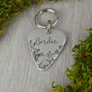 Hand Stamped Pet ID Tag: Poppy Blooms, Personalized Dog Tag