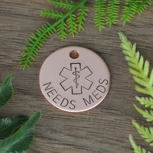 Medical Needs Dog Tag • Double Sided Dog Collar Tag • Simple Pet Tag • Therapy Dog Tag for Dogs • Service Dog Personalized Pet Tag