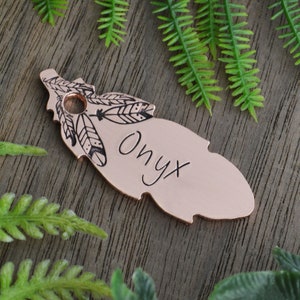 Hand Stamped Plumage Dog Tag: Custom Pet ID