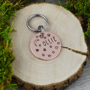 Among the Stars Handstamped Pet ID Tag • Personalized Pet/Dog ID Tag • Dog Collar Tag • Custom Engraved Cat Tag