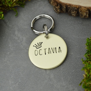 Hand Stamped Pet ID Tag: Custom Engraved Dog Collar Tag