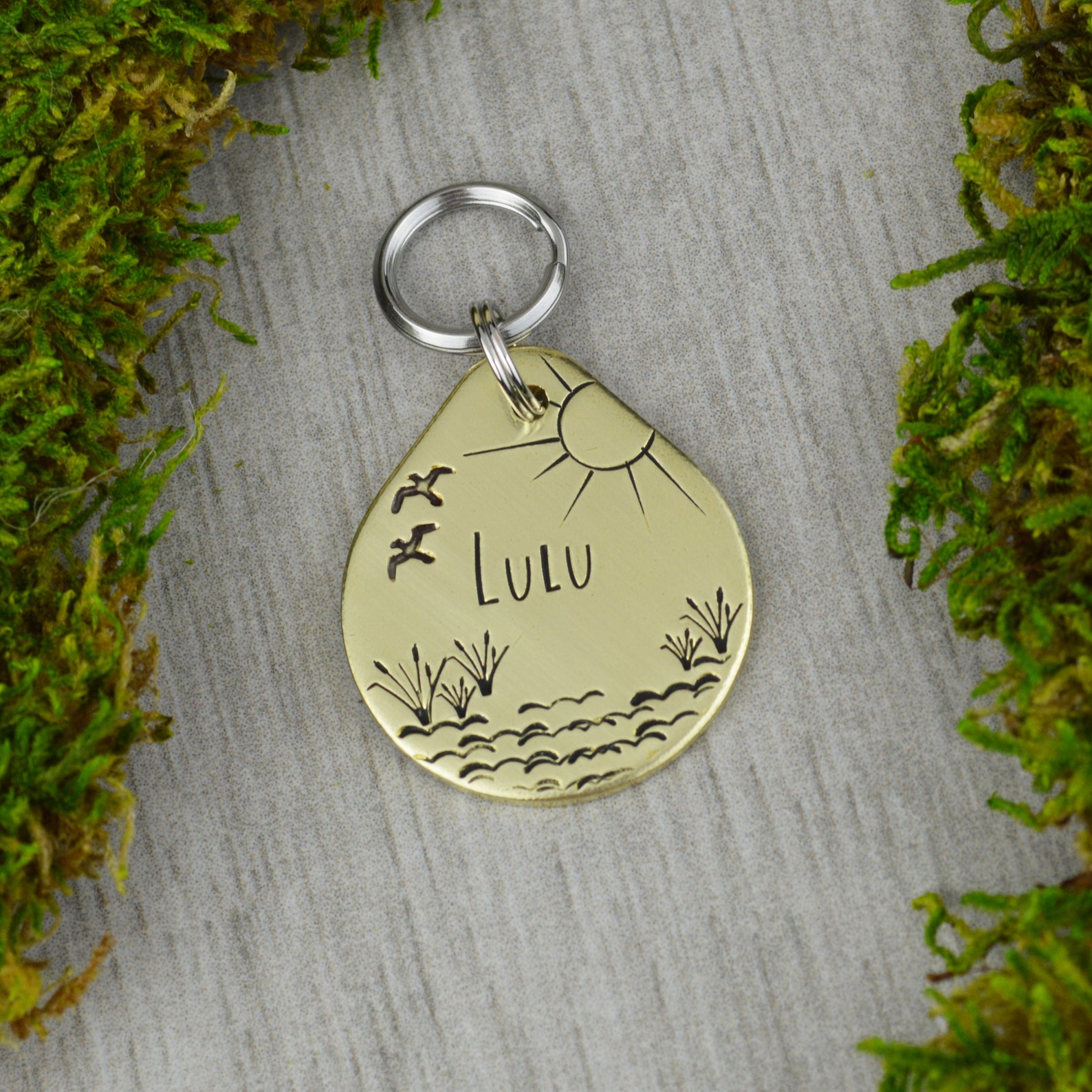 Lakeside Afternoon Handstamped Pet ID Tag Personalized Etsy