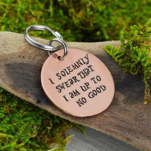 I Solemnly Swear That I Am Up To No Good Handstamped Pet ID Tag • Personalized Pet/Dog ID Tag • Dog Collar Tag • Custom Engraved Dog Tag