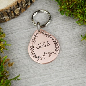 Weekend Adventurer Handstamped Pet ID Tag • Personalized Pet/Dog ID Tag • Mountain Dog Collar Tag • Custom Engraved Dog Tag
