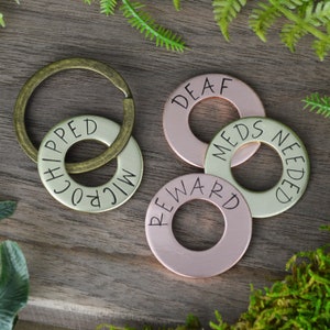 Add-On Small Microchip Tag • Microchipped and Medical Washer Tag • Pet ID Tag • Microchip ID • Meds Tag for Dogs • Dog Tag for Dogs