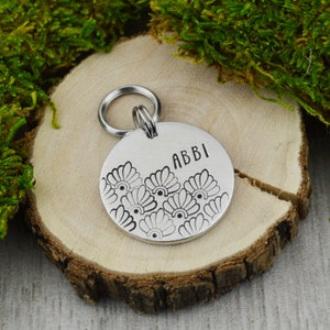 Hand Stamped Art Deco Pet ID Tag: Custom Dog Collar Tag