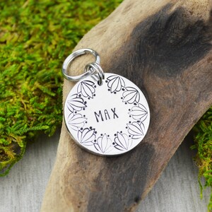 Art Deco Handstamped Pet ID Tag • Personalized Pet/Dog ID Tag • Dog Collar Tag • Custom Engraved Dog Tag
