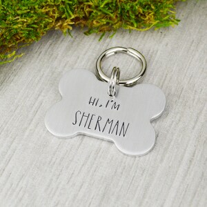 Hi! Handstamped Pet ID Tag • Personalized Pet/Dog ID Tag • Dog Collar Tag • Custom Engraved Dog Tag