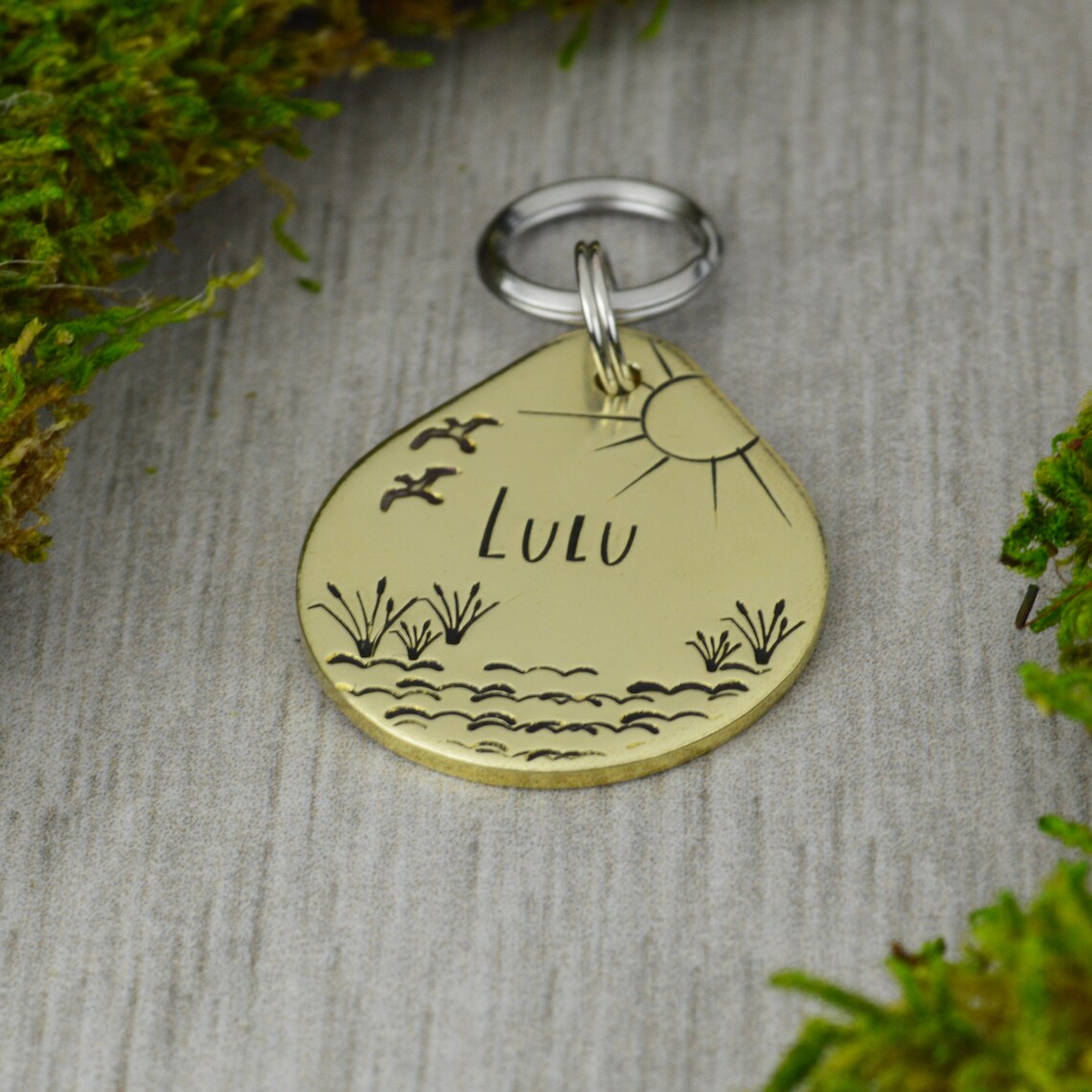 Lakeside Afternoon Handstamped Pet ID Tag Personalized Etsy