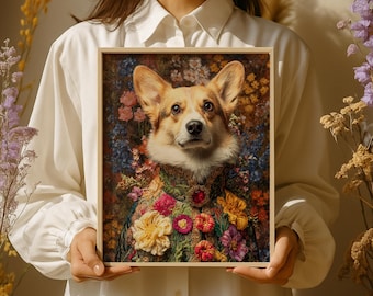 Retrato de mascota real personalizado, póster o lienzo listo para colgar, pintura de perro renacentista, regalo personalizado para mascotas, arte de mascota King Queen