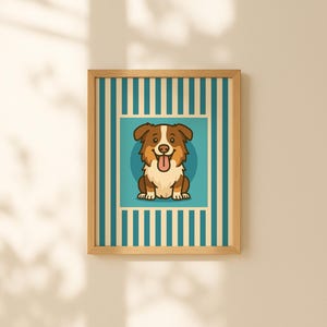Custom Cartoon Pet Portrait – Striped Background – Digital Download or Canvas Print with Free File | Personalized Dog & Cat Art Gift