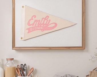 Handgestickter Name Wimpel Flagge Wimpelkette Benutzerdefinierte Flagge Benutzerdefinierte Wimpelkette Baby Namensschild Geschenke für Kinder Wandkunst Dekor