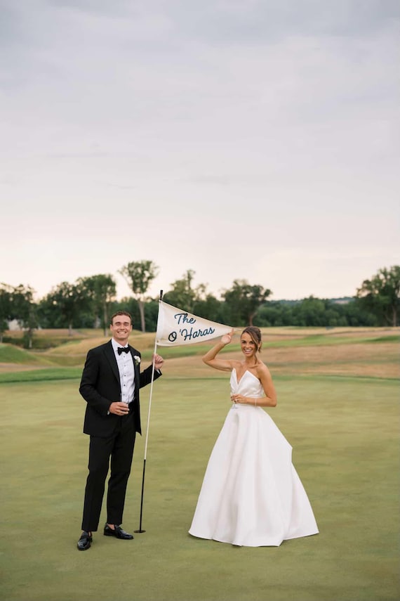 Last Name pennant | Personalized wedding  marriage pennant flag | established pennant, golf wedding pennant flag christmas gift