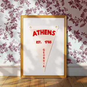 Hand Embroidered Athens City Pennant Flag Custom Unique City Name Pennant Flag Vintage Pennant Trending Popular Wall Art Moving gift