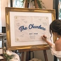 Custom Wedding Guest Book Alternative, Embroidered Last Name Pennant Flag, Keepsake Wedding Sign, Personalized Wall Art, Chain Stitch Banner